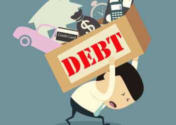 Foto: Holidays To Treasure - Cartoon businessman shoulder debt box